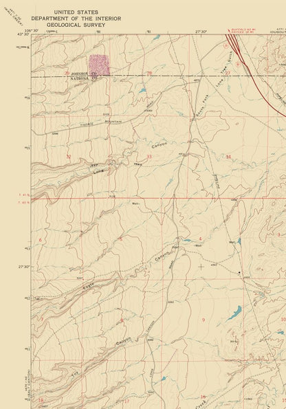 Topographical Map - Government Creek Wyoming Quad - USGS 1968 - 23 x 32.91 - Vintage Wall Art