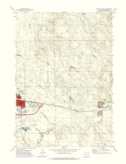 Topographical Map - East Gillette Wyoming Quad - USGS 1971 - 23 x 29.87 - Vintage Wall Art