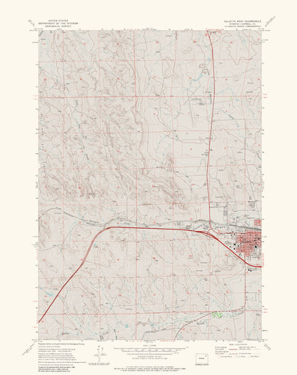 Topographical Map - West Gillette Wyoming Quad - USGS 1971 - 23 x 29.05 - Vintage Wall Art