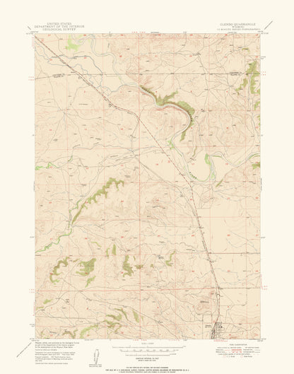 Topographical Map - Glendo Wyoming Quad - USGS 1949 - 23 x 29.26 - Vintage Wall Art