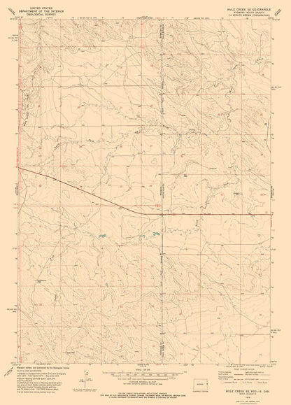 Topographical Map - Mule Creek Wyoming Quad - USGS 1978 - 23 x 31.99 - Vintage Wall Art