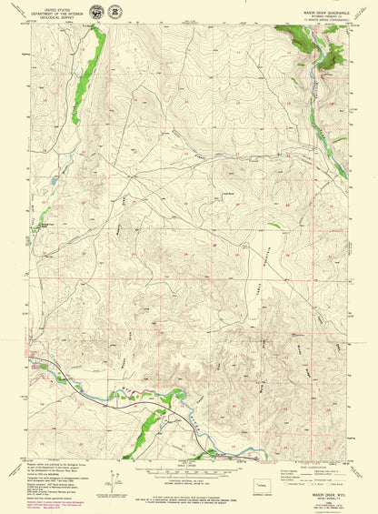 Topographical Map - Mason Draw Wyoming Quad - USGS 1956 - 23 x 31.25 - Vintage Wall Art