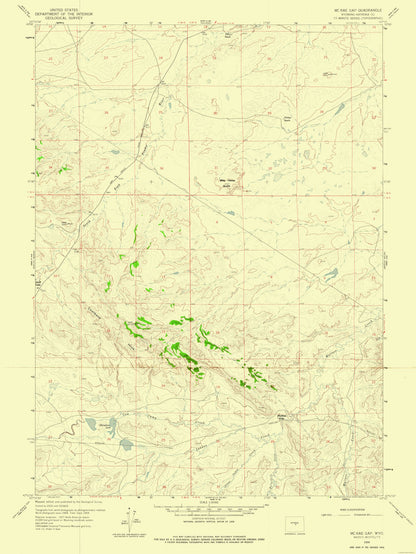 Topographical Map - Mc Rae Gap Wyoming Quad - USGS 1959 - 23 x 30.61 - Vintage Wall Art