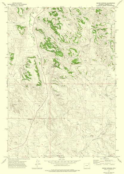 Topographical Map - Moyer Springs Wyoming Quad - USGS 1971 - 23 x 32.30 - Vintage Wall Art