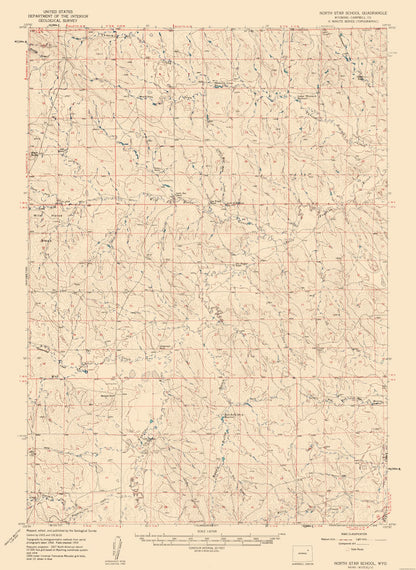 Topographical Map - North Star School Wyoming Quad - USGS 1959 - 23 x 31.53 - Vintage Wall Art