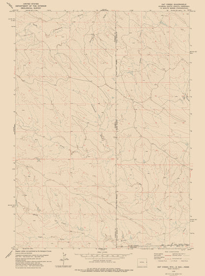 Topographical Map - Oak Creek Wyoming Quad - USGS 1978 - 23 x 30.84 - Vintage Wall Art