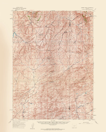 Topographical Map - Ormsby Draw Wyoming Quad - USGS 1959 - 23 x 28.80 - Vintage Wall Art