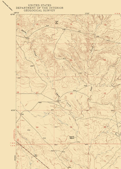 Topographical Map - Orin Wyoming Quad - USGS 1950 - 23 x 32.22 - Vintage Wall Art