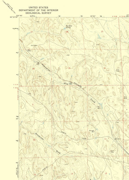 Topographical Map - Oriva Wyoming Quad - USGS 1971 - 23 x 32.23 - Vintage Wall Art