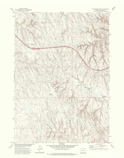 Topographical Map - Ploessers Draw Wyoming Quad - USGS 1972 - 23 x 29.37 - Vintage Wall Art