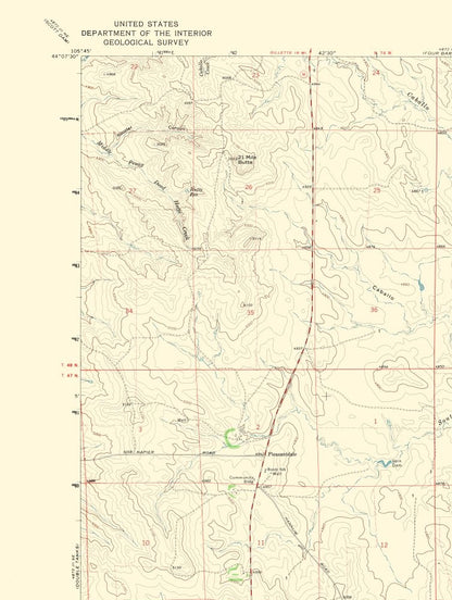 Topographical Map - Pleasantdale Wyoming Quad - USGS 1971 - 23 x 30.50 - Vintage Wall Art