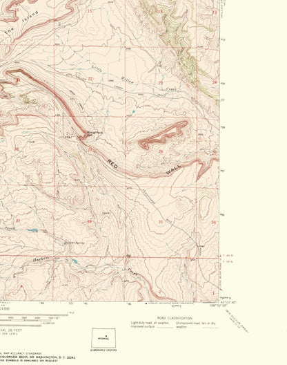 Topographical Map - Roughlock Hill Wyoming Quad - USGS 1968 - 23 x 29.17 - Vintage Wall Art