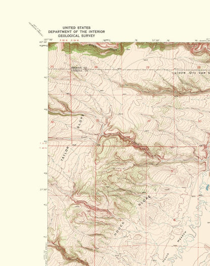 Topographical Map - Roughlock Hill Wyoming Quad - USGS 1968 - 23 x 29.17 - Vintage Wall Art