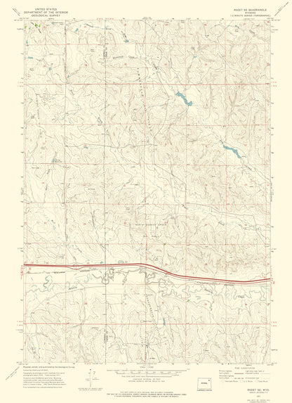 Topographical Map - Rozet Wyoming Quad - USGS 1971 - 23 x 31.70 - Vintage Wall Art