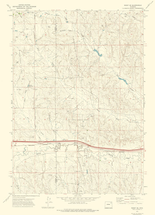 Topographical Map - Rozet Wyoming Quad - USGS 1971 - 23 x 31.70 - Vintage Wall Art