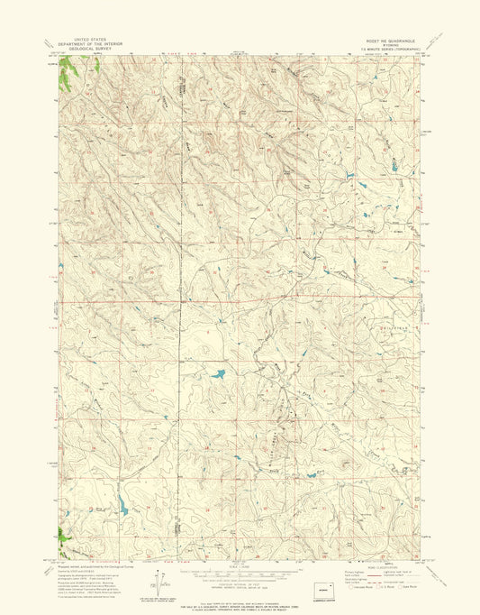 Topographical Map - North East Rozet Wyoming Quad - USGS 1971 - 23 x 29.42 - Vintage Wall Art