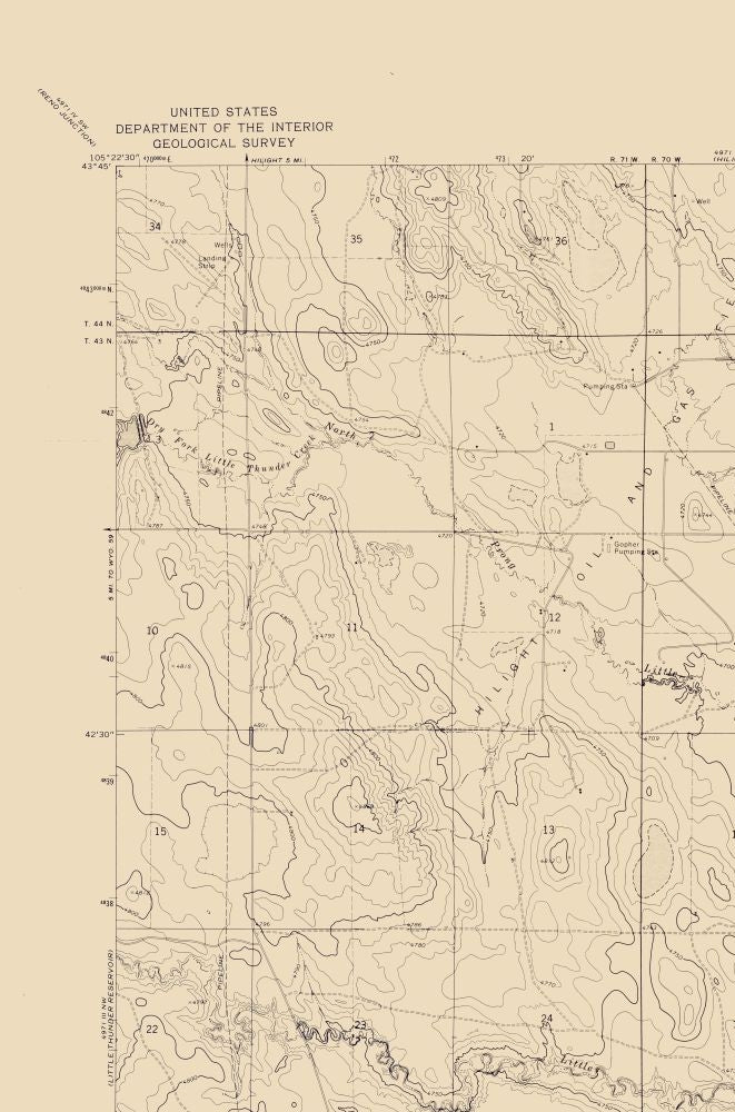 Topographical Map - Reno Reservoir Wyoming Quad - USGS 1971 - 23 x 34.79 - Vintage Wall Art