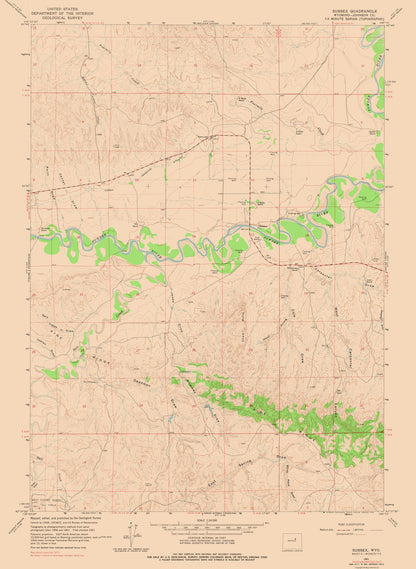 Topographical Map - Sussex Wyoming Quad - USGS 1961 - 23 x 31.47 - Vintage Wall Art
