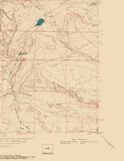 Topographical Map - Three Buttes Wyoming Quad - USGS 1968 - 23 x 29.87 - Vintage Wall Art