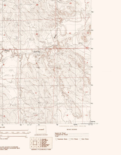 Topographical Map - Threemile Creek Reservoir Wyoming Quad - USGS 1984 - 23 x 29.36 - Vintage Wall Art