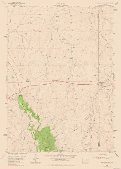 Topographical Map - Taylor Ranch Wyoming Quad - USGS 1954 - 23 x 32.15 - Vintage Wall Art