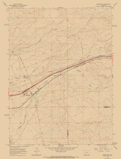 Topographical Map - Wamsutter Wyoming Quad - USGS 1966 - 23 x 30.31 - Vintage Wall Art