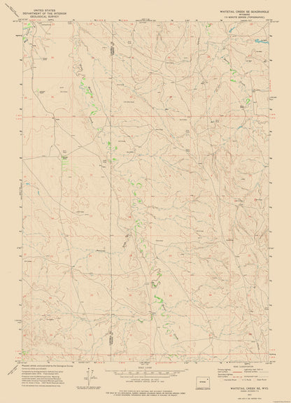 Topographical Map - Whitetail Creek South East Wyoming Quad - USGS 1971 - 23 x 31.85 - Vintage Wall Art