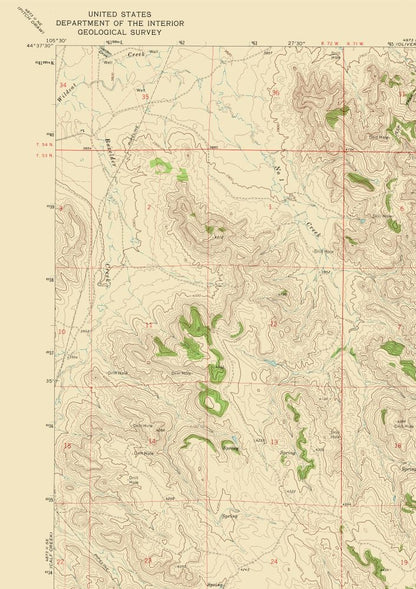 Topographical Map - South West Weston Wyoming Quad - USGS 1972 - 23 x 32.59 - Vintage Wall Art