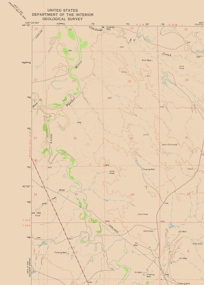 Topographical Map - Weston Wyoming Quad - USGS 1972 - 23 x 32.11 - Vintage Wall Art