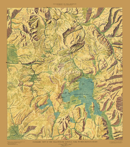 Topographical Map - Yellowstone National Park Sheet - USGS 1915 - 23 x 25.99 - Vintage Wall Art