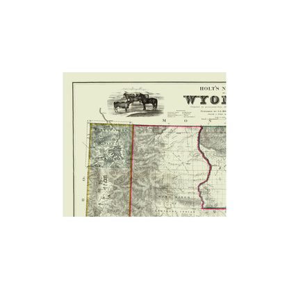Historic State Map - Wyoming - Holt 1883 - 23 x 26.00 - Vintage Wall Art
