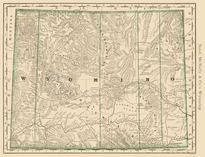 Historic State Map - Wyoming - Rand McNally 1879 - 23 x 30.13 - Vintage Wall Art