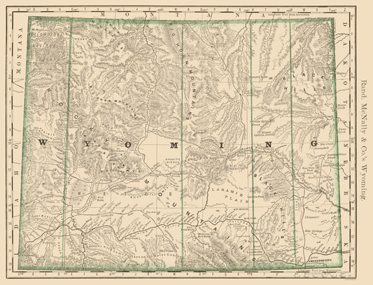 Historic State Map - Wyoming - Rand McNally 1879 - 23 x 30.13 - Vintage Wall Art