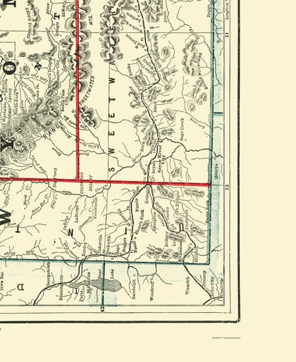 Historic State Map - Wyoming - Rathbun 1893 - 23 x 28.08 - Vintage Wall Art