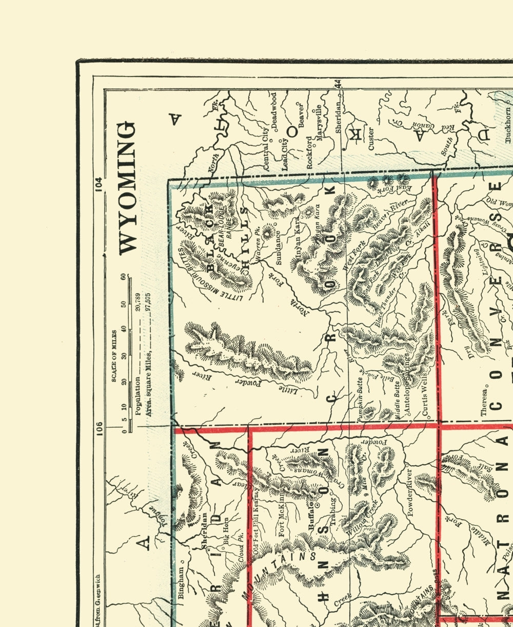 Historic State Map - Wyoming - Rathbun 1893 - 23 x 28.08 - Vintage Wall Art