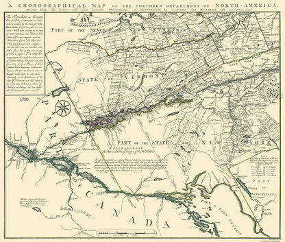 Historic State Map - America Northern Department - Covens 1780 - 27.13 x 23 - Vintage Wall Art